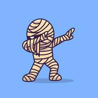 Cute Mummy Dabbing Cartoon Vector Icon Illustration.  People Holiday Icon Concept Isolated Premium Vector. Flat  Cartoon Style