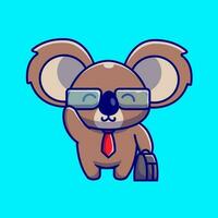 Cute Koala Businessman Holding Suitcase Cartoon Vector  Icon Illustration. Animal Business Icon Concept Isolated  Premium Vector. Flat Cartoon Style