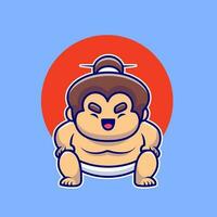 Male Sumo Wrestler Cartoon Vector Icon Illustration. People  Profession Icon Concept Isolated Premium Vector. Flat  Cartoon Style