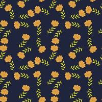 Simple stylized flower seamless pattern. Decorative naive botanical backdrop. vector