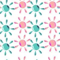 Sun seamless hand drawn pattern in doodle style. vector