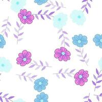 Simple stylized flower seamless pattern. Decorative naive botanical backdrop. vector