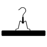 Metal coat hanger with clothespins outline icon. silhouette coat hanger for trousers. Front view. vector