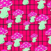 Magical magic fly agaric seamless pattern. Creative mushrooms silhouettes wallpaper. vector