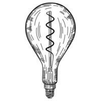 Hand drawn light bulb in vintage engraved style. Electric lamp sketch. vector