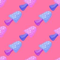 Magical fly agaric wallpaper. Seamless pattern with fairytail mushrooms. vector