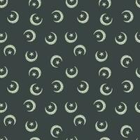 Seamless pattern with hand drawn moon and stars silhouettes print vector