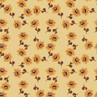 Simple chamomile flower seamless pattern. Decorative naive botanical wallpaper. Cute stylized flowers background. vector