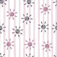 Sun seamless hand drawn pattern in doodle style. vector