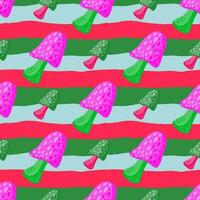 Magical fly agaric wallpaper. Seamless pattern with fairytail mushrooms. vector