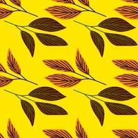 Organic leaves seamless pattern in simple style. Botanical background. vector