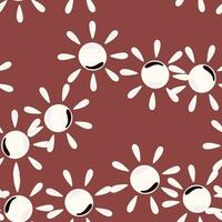 Sun seamless hand drawn pattern in doodle style. vector