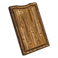 Hand drawn cutting rectangular wooden board. Barbecue serving board. Kitchen utensils sketch. Engraving style. vector