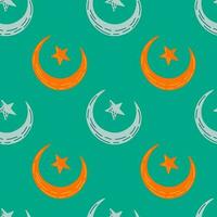 Seamless pattern with hand drawn moon and stars silhouettes print. vector