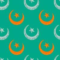 Seamless pattern with hand drawn moon and stars silhouettes print. vector