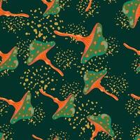 Seamless pattern with fairytail mushrooms. Magical fly agaric wallpaper. vector