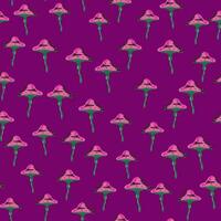 Seamless pattern with fairytail mushrooms. Magical fly agaric wallpaper. vector