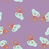 Sun seamless pattern in doodle style. vector