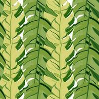 Hawaiian-inspired pattern. Fashionably exotic, palm trees and lush greenery wallpaper. Abstract backdrop botanical garden. vector