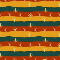 Sun seamless hand drawn pattern in doodle style. vector