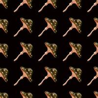 Seamless pattern with fairytail mushrooms. Magical fly agaric wallpaper. vector