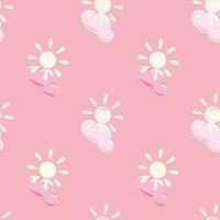 Sun seamless pattern in doodle style. vector