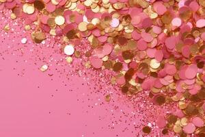 A rosy pink background with golden glitter photo