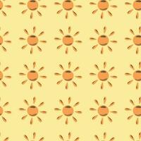 Sun seamless hand drawn pattern in doodle style. vector