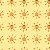 Sun seamless hand drawn pattern in doodle style. vector