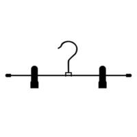 Metal coat hanger with clothespins outline icon. silhouette coat hanger for trousers. vector