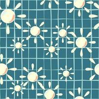 Sun seamless hand drawn pattern in doodle style. vector