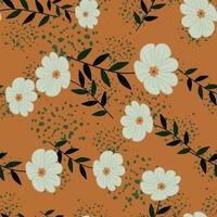 Simple stylized flower seamless pattern. Decorative naive botanical backdrop. vector