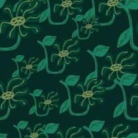 Decorative retro abstract flower seamless pattern. Vintage stylized flowers background. vector