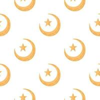 Seamless pattern with hand drawn moon and stars silhouettes print. vector