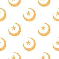 Seamless pattern with hand drawn moon and stars silhouettes print. vector