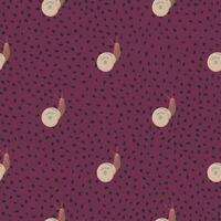 Cute snails seamless pattern. Funny cartoon character wallpaper in doodle style. vector