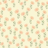 Simple stylized flower seamless pattern. Decorative naive botanical backdrop. vector