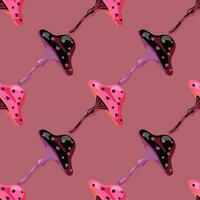 Seamless pattern with fairytail mushrooms. Magical fly agaric wallpaper. vector