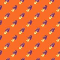 Magical fly agaric wallpaper. Seamless pattern with fairytail mushrooms. vector