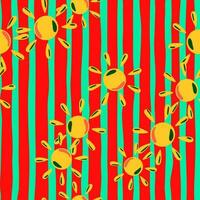 Sun seamless hand drawn pattern in doodle style. vector