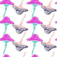 Seamless pattern with fairytail mushrooms. Magical fly agaric wallpaper. vector