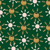 Sun seamless hand drawn pattern in doodle style. vector