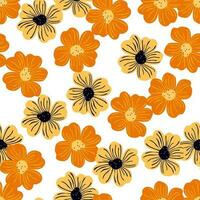 Big bud chamomile flower seamless pattern in simple style. Cute stylized flowers background. vector