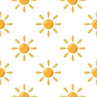 Sun seamless hand drawn pattern in doodle style. vector