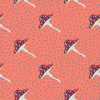 Seamless pattern with fairytail mushrooms. Magical fly agaric wallpaper. vector