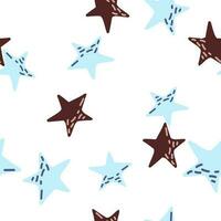 Cute stars seamless pattern in doodle style. Constellation wallpaper vector