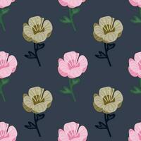 Stylized cute flower seamless pattern in simple style. Abstract floral endless background. vector