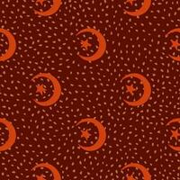 Seamless pattern with hand drawn moon and stars silhouettes print. vector