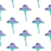 Seamless pattern with fairytail mushrooms. Magical fly agaric wallpaper. vector