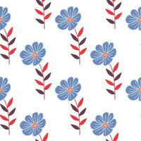 Simple stylized flower seamless pattern. Decorative naive botanical backdrop. vector